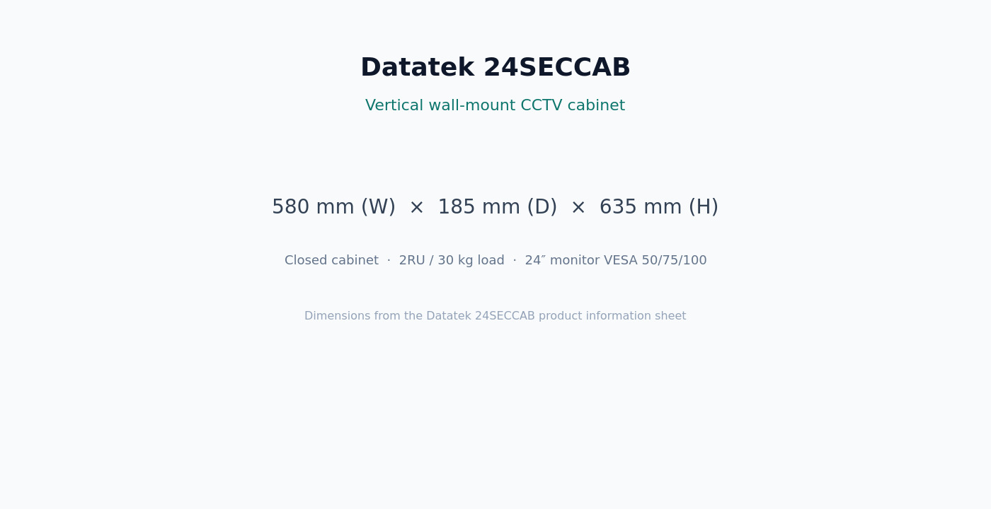 Datatek 24SECCAB dimensions 580 by 185 by 635 mm