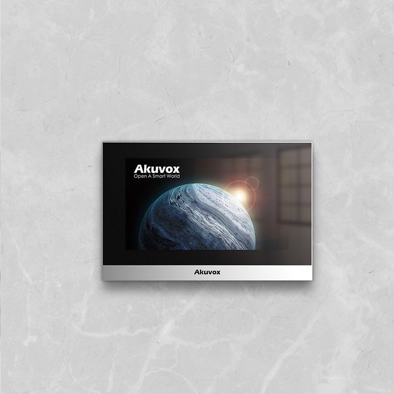 Akuvox C313W-2 silver monitor on a marble wall