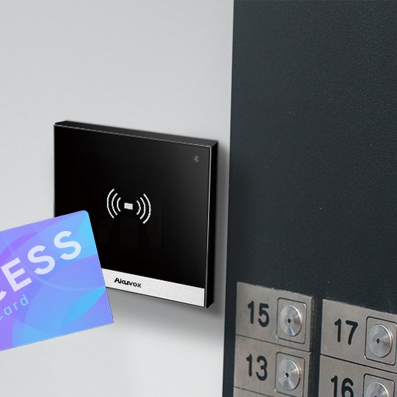 Access card presented beside an Akuvox A03S terminal