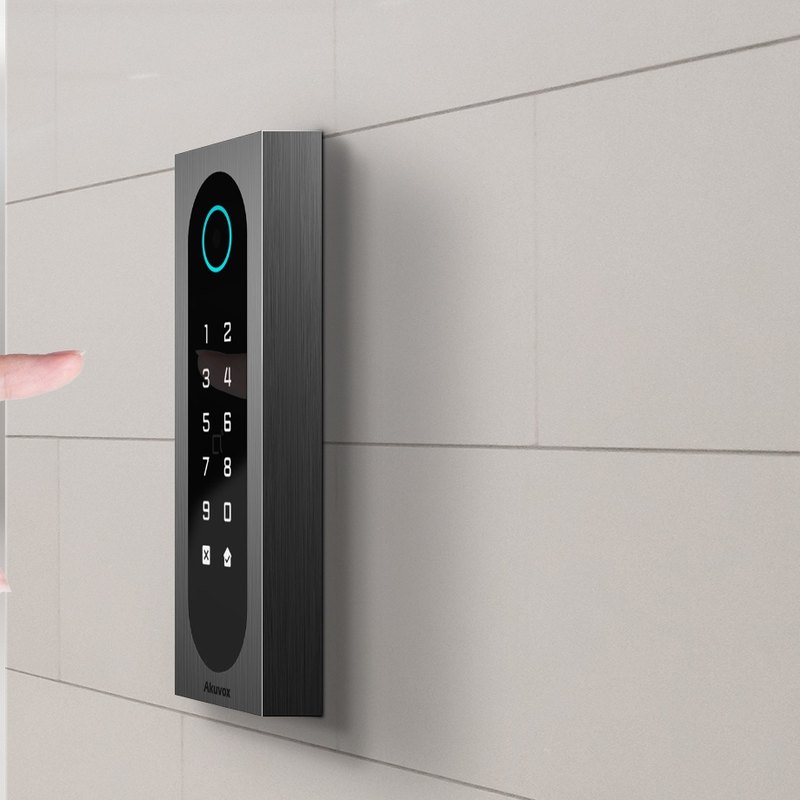 Fingertip on the Akuvox A08S touch keypad