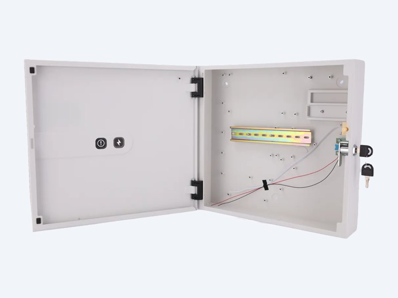 Akuvox A095S metal box open, showing the rail and key lock