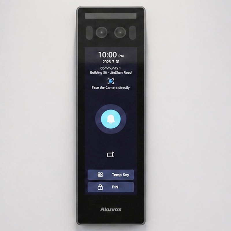Akuvox A15 access control terminal mounted on a wall