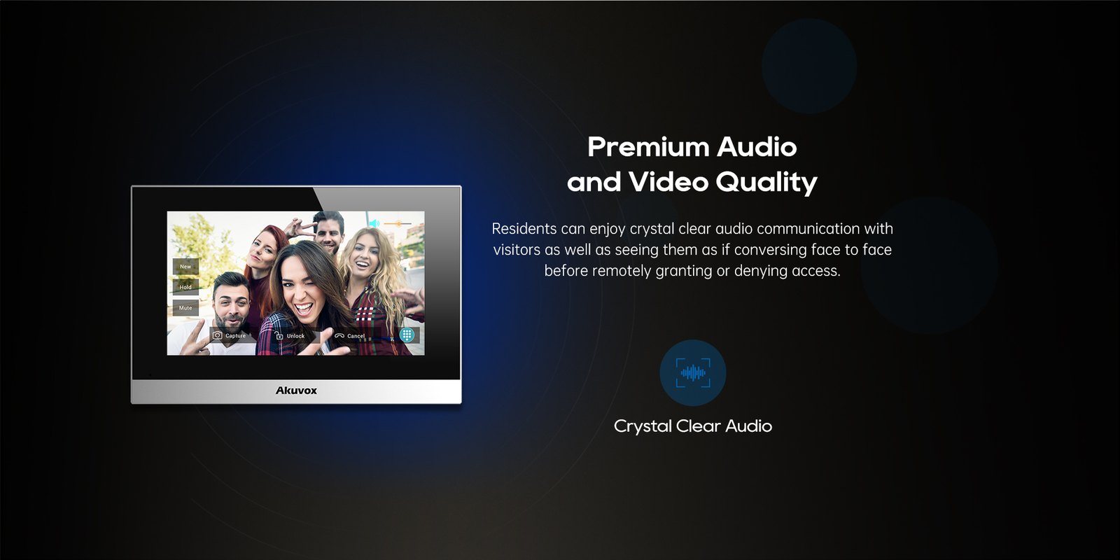 Akuvox C313 silver indoor monitor showing a visitor at the door
