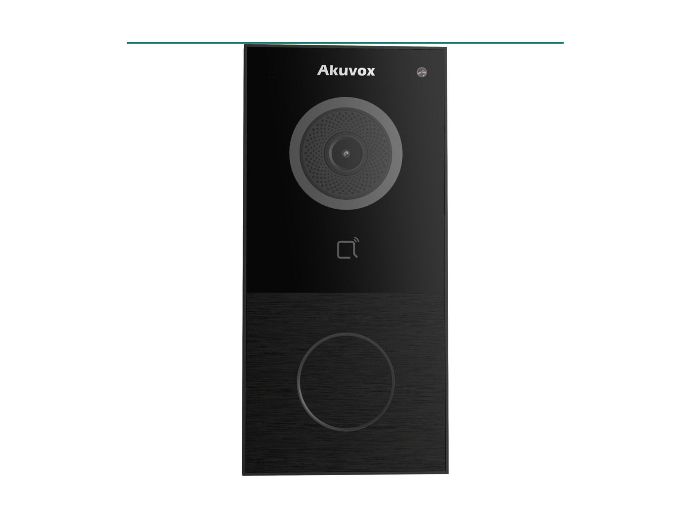 Akuvox E12W black SIP video doorbell &mdash; circular camera and single call button