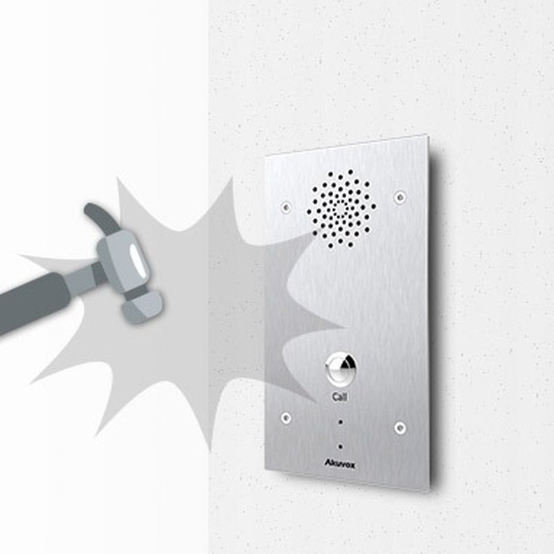 Akuvox E21A stainless front withstanding an impact test