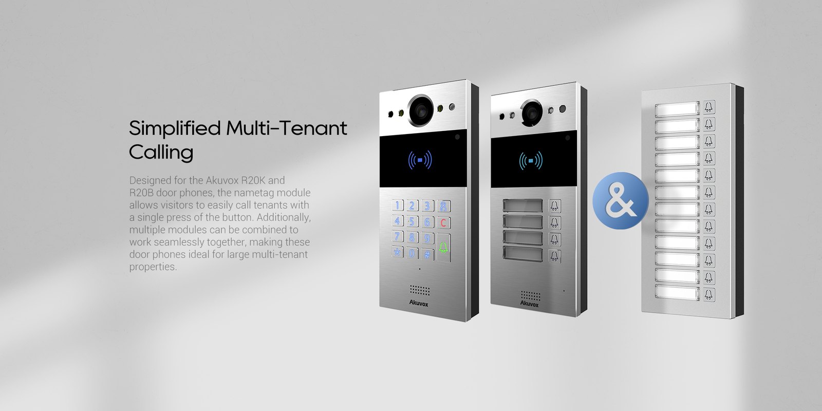 Akuvox R20K and R20B door phones with an MD nametag module