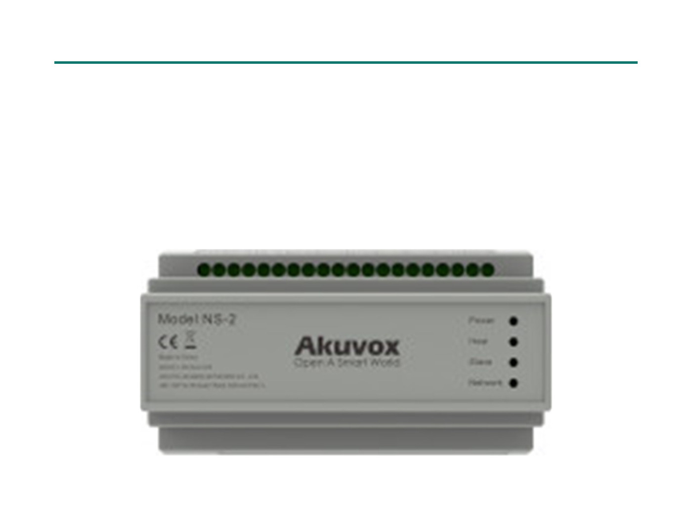 Akuvox NS-2 2-wire IP network switch &mdash; DIN-rail hub with green terminals