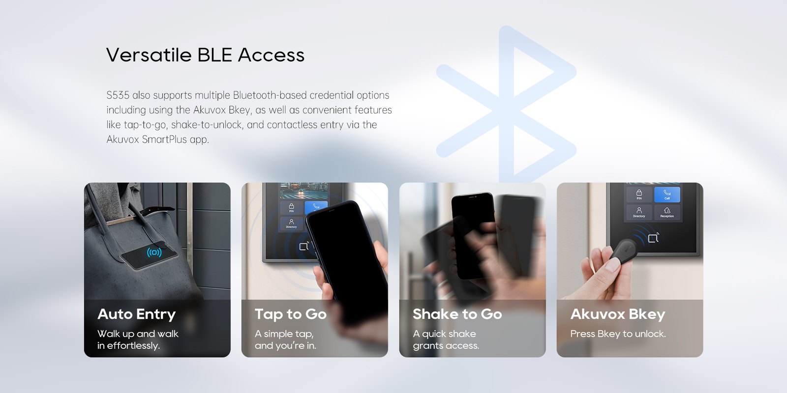 Akuvox S535 door phone with Bluetooth, tap-to-go and Bkey entry options