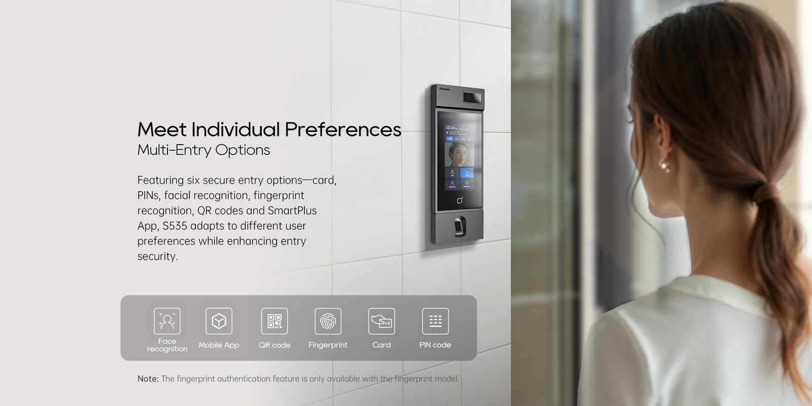 Akuvox S535 with fingerprint module and its six entry options