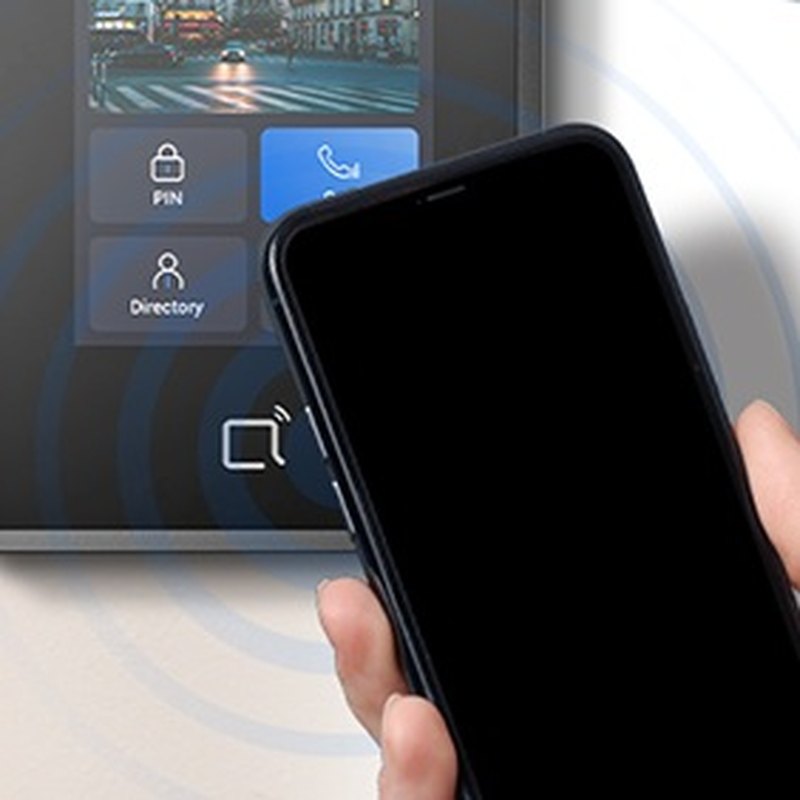 Phone tapped to an Akuvox S535 door phone for Bluetooth entry