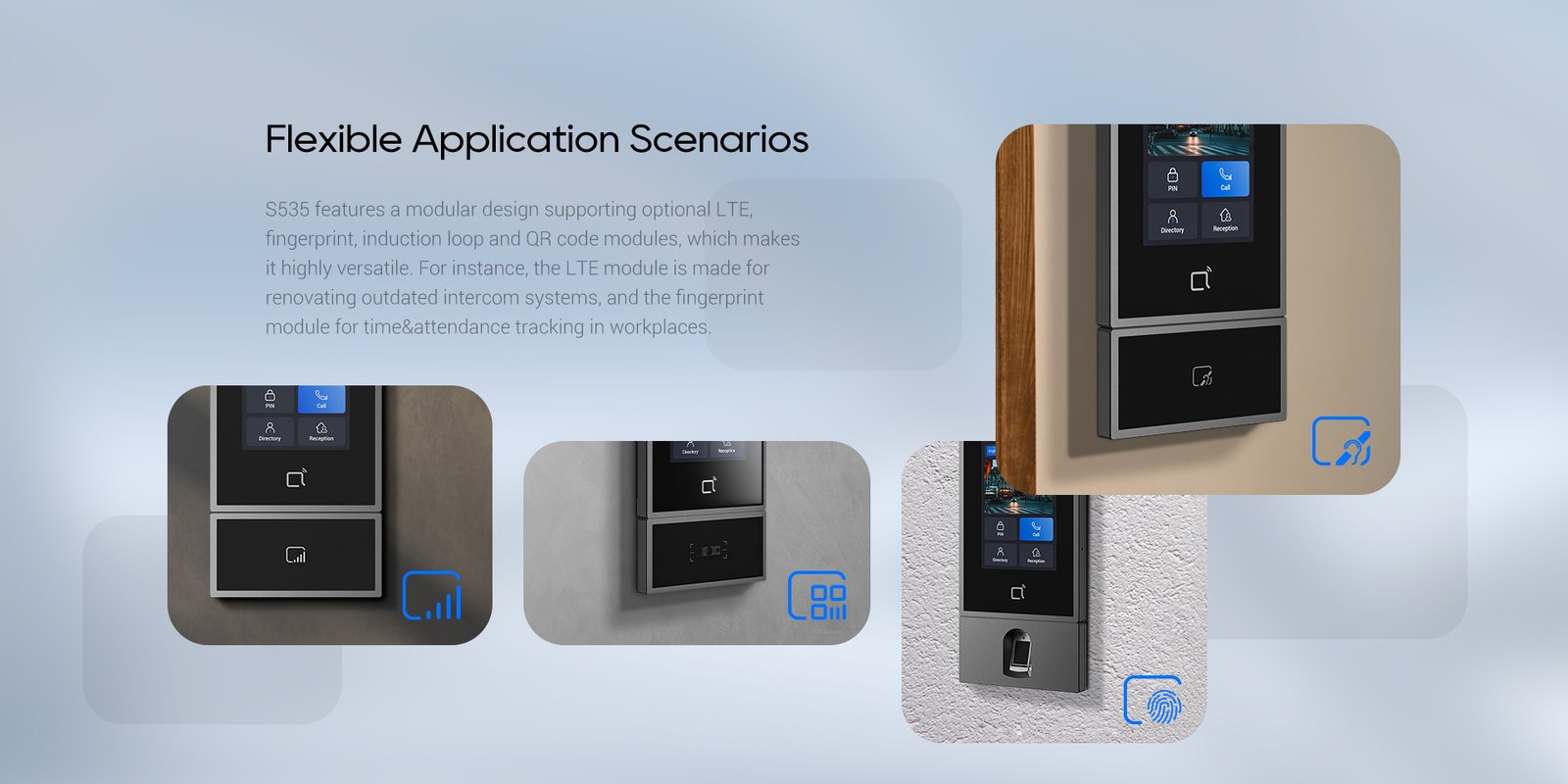 Akuvox S535 modular door phone with LTE, QR, fingerprint and induction loop modules