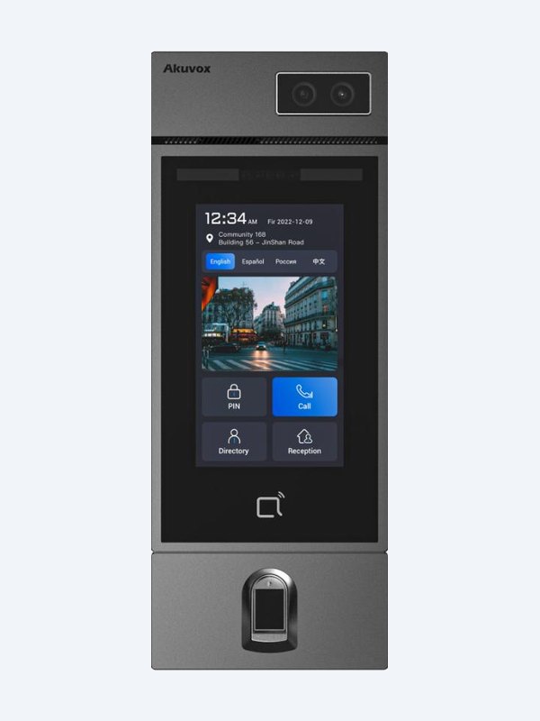 Akuvox S535 with fingerprint module fitted below the station