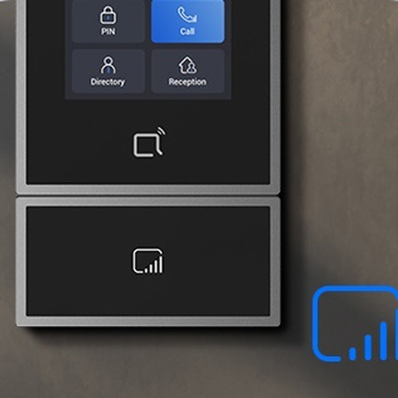 Akuvox S535 LTE module fitted under the door phone on a stone wall