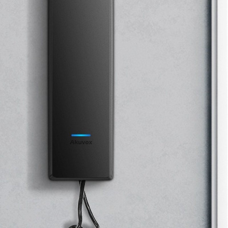 Akuvox S560 black handset mounted on a wall