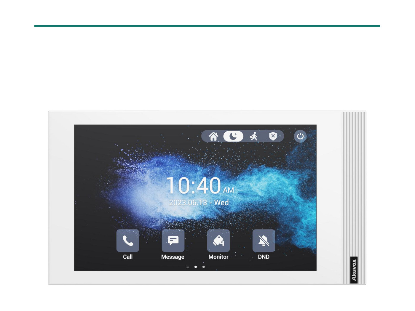 Akuvox S562 white 7-inch Linux SIP indoor monitor &mdash; landscape panel with fluted speaker grille