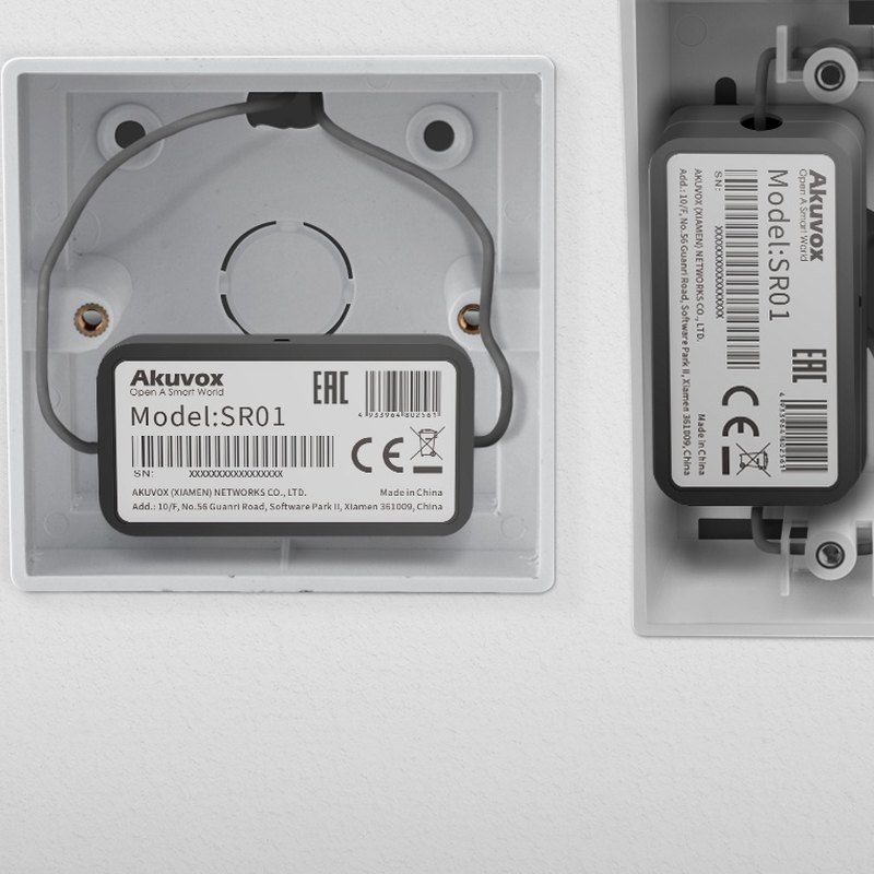 Akuvox SR01 fitted inside standard installation boxes