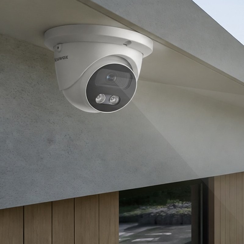 Akuvox VC50T turret camera mounted under an eave