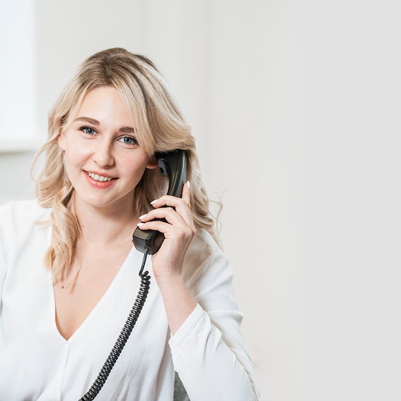 User talking on the Akuvox VP-R49G handset
