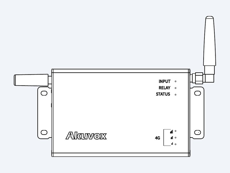 Akuvox WR01-L front view showing the 4G antenna and LTE signal LEDs