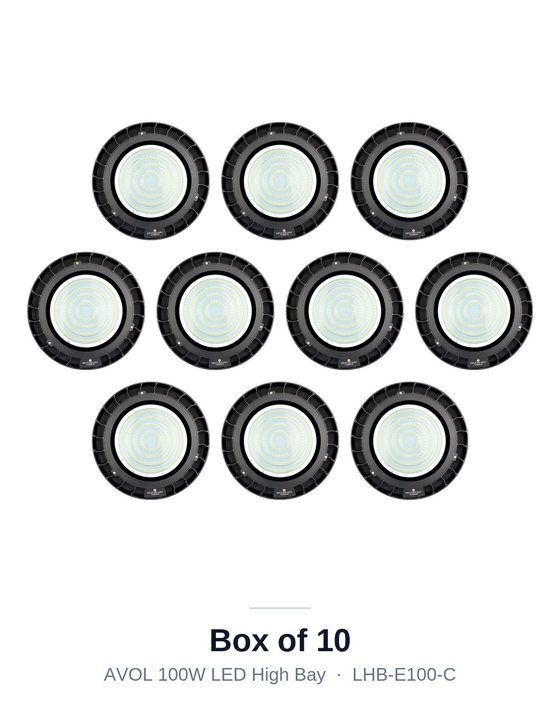 Box of 10 AVOL 100W LED high bays