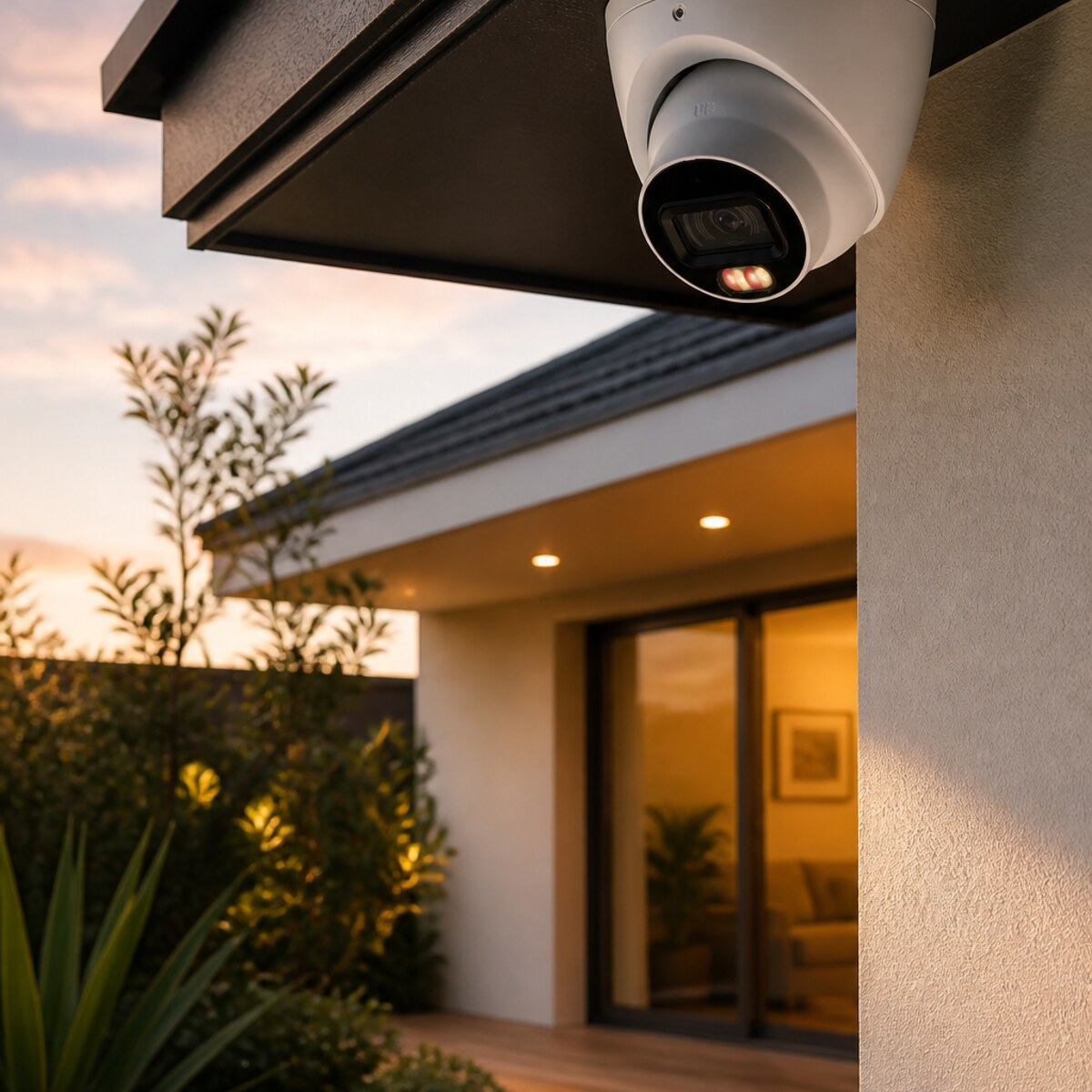 Dahua HDW3867EM-S-IL-ANZ installed under eaves — Smart Dual Light turret