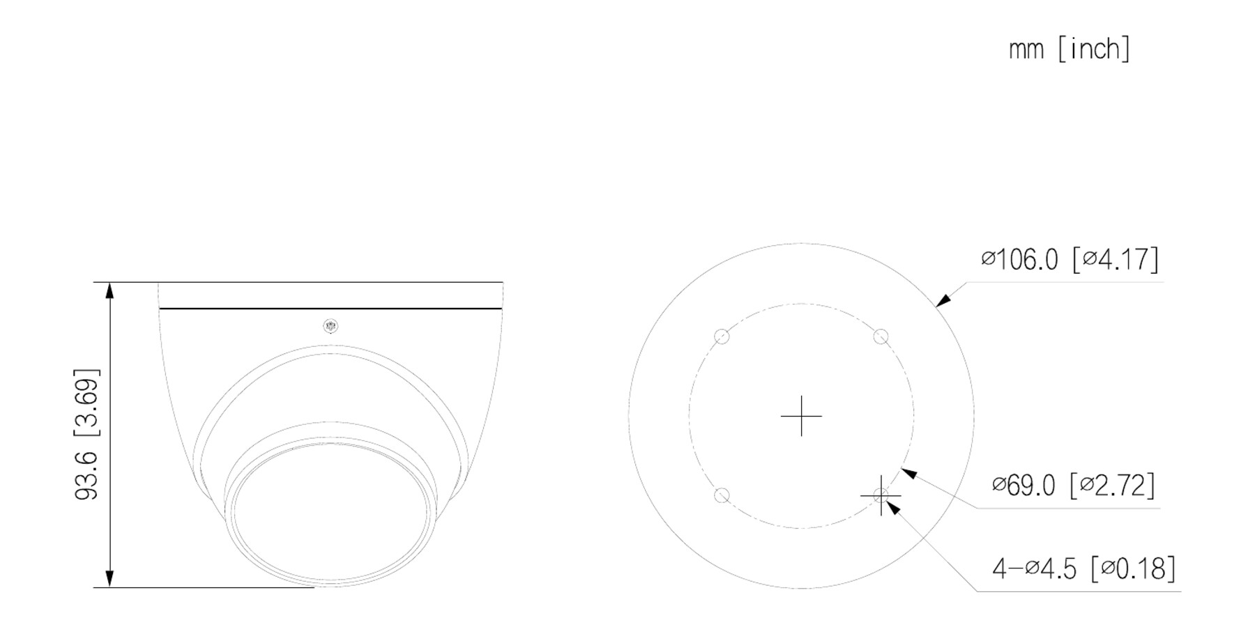 Dahua DH-IPC-HDW3867EM-S-IL-ANZ official dimension drawing