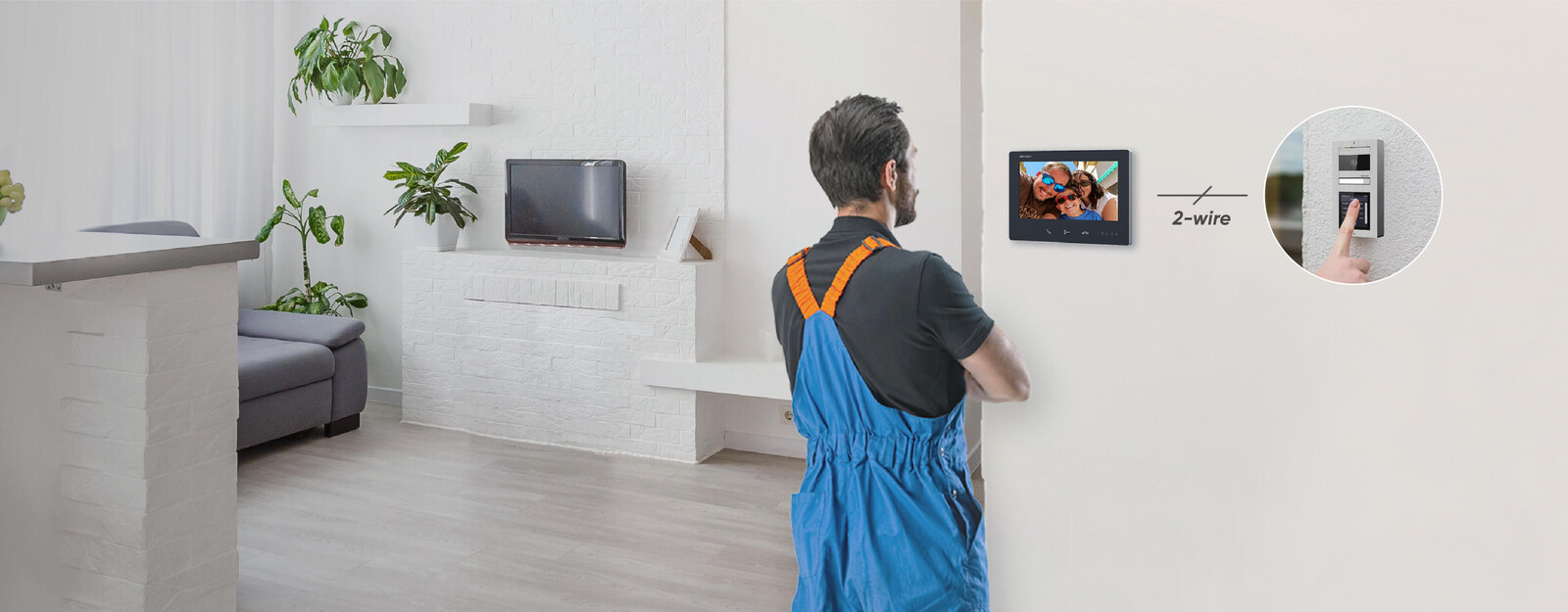Hikvision DS-KH6350-WTE1W 7 inch IP video intercom indoor station wall-mounted in a modern Australian home