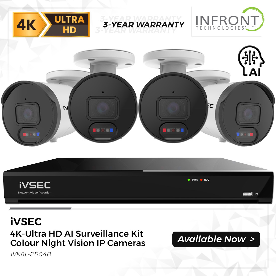 iVSEC Ip AI 4K NVR Surveillance Kit