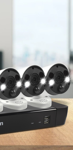 Swann NVR-8680 Artificial Intelligence Surveillance Cameras, Flashing Lights, Colour Night Vision Two-way Audio