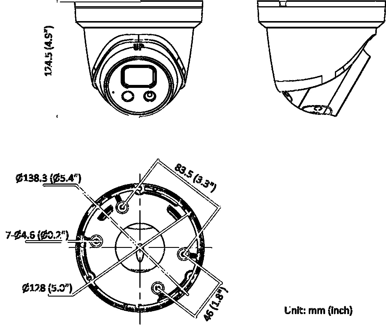 Hikvision DS-2CD2386G2-ISU/SL — outline dimensions from the manufacturer datasheet