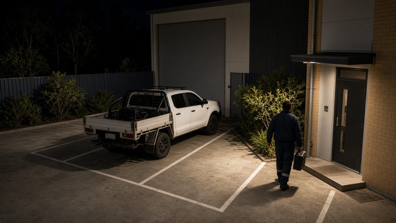 Business car park at night recorded in full colour by an IVSEC camera