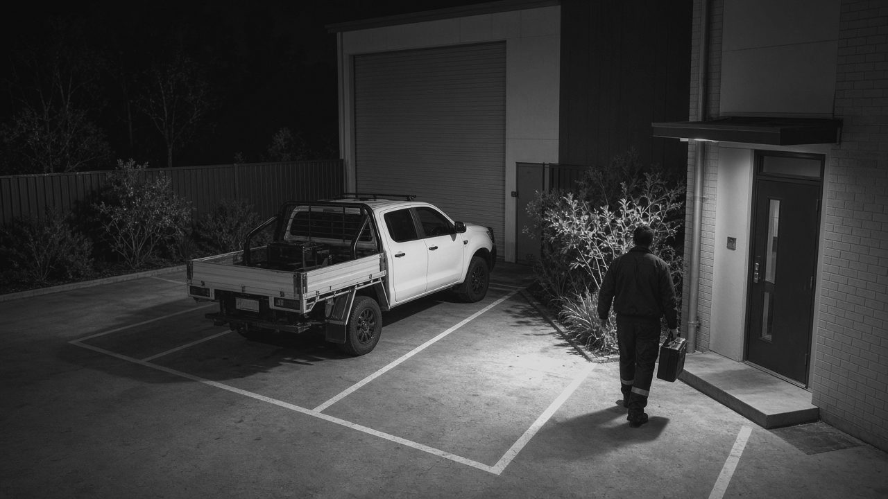 The same car park recorded in black and white infrared