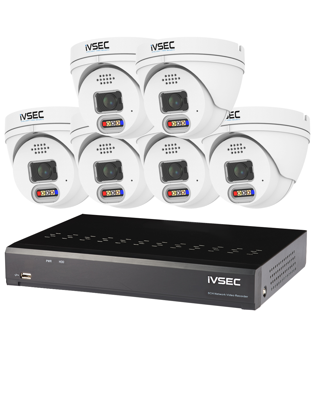 iVSEC 5MP Active Deterrent 8 Channel 6 Camera IP Surveillance Kit - IVK-2986