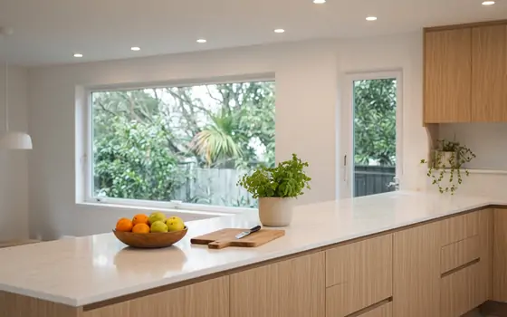 Bright kitchen with LED downlights