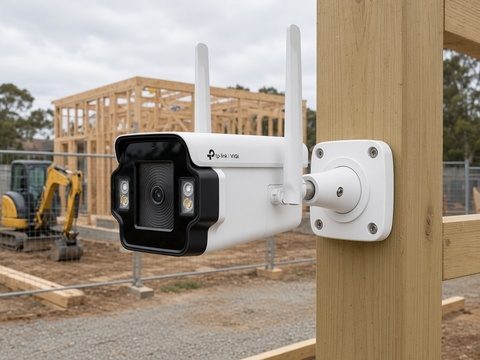 4G security camera watching a building site