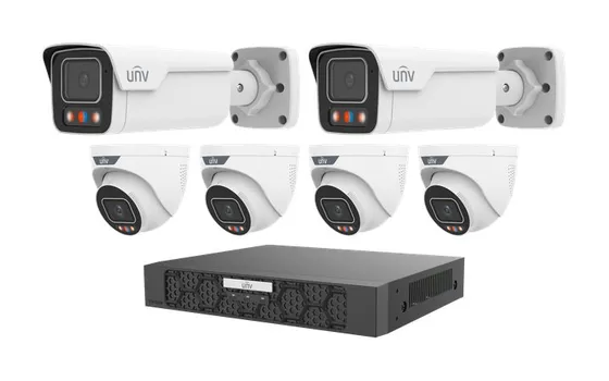 Uniview CCTV kit with bullet and turret cameras and a PoE recorder