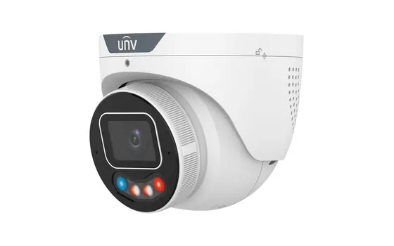 Uniview Tri-Guard turret camera with red and blue warning lights