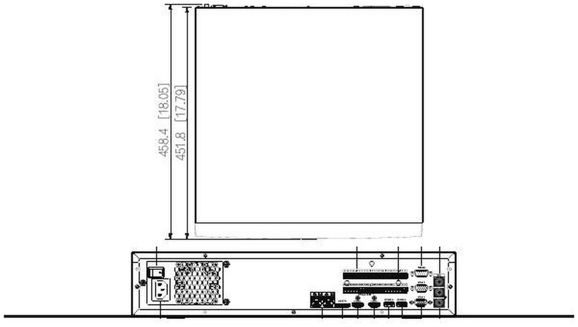 NVR64PRO-I4 dimensions 440 by 458.4 by 94.9 mm