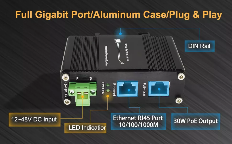 Industrial PoE+ Injector
