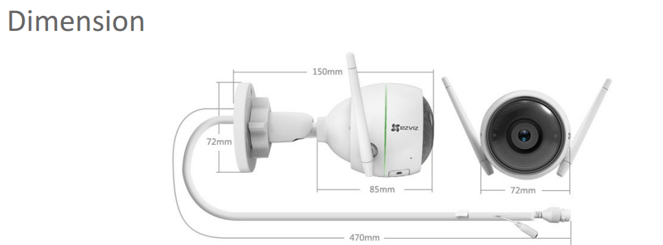 Ezviz C3WN Wireless Security Camera Dimensions