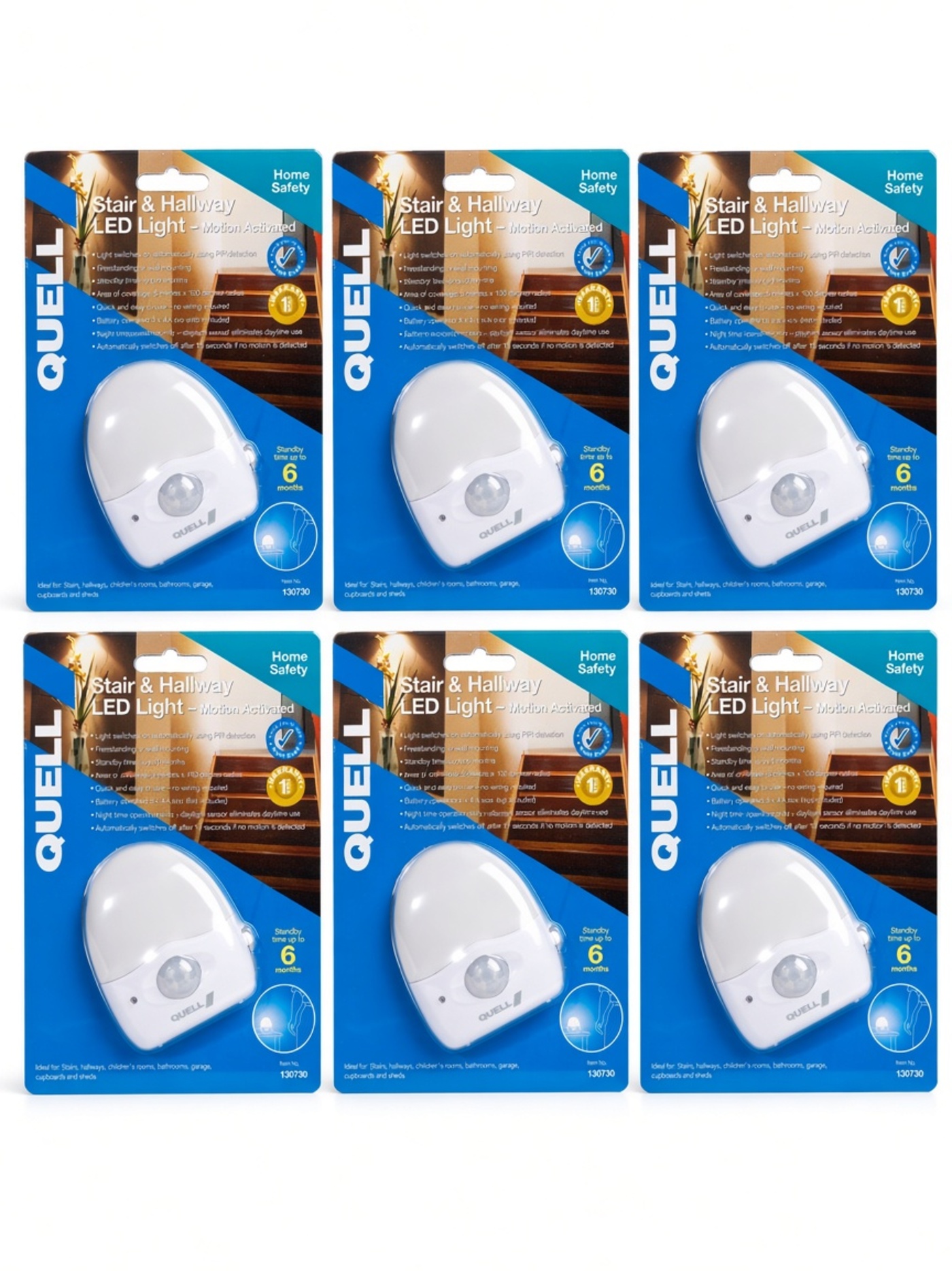 Quell 130730 Stair and Hallway LED Light 6-pack