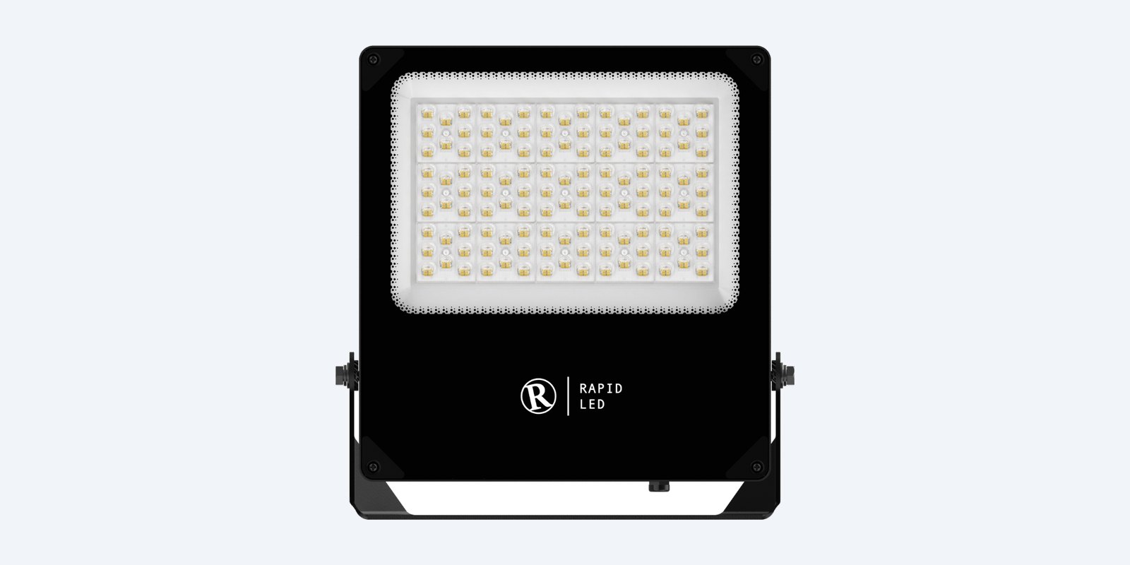 Rapid LED R3044 CHAMPION floodlight, front view with stainless steel bracket