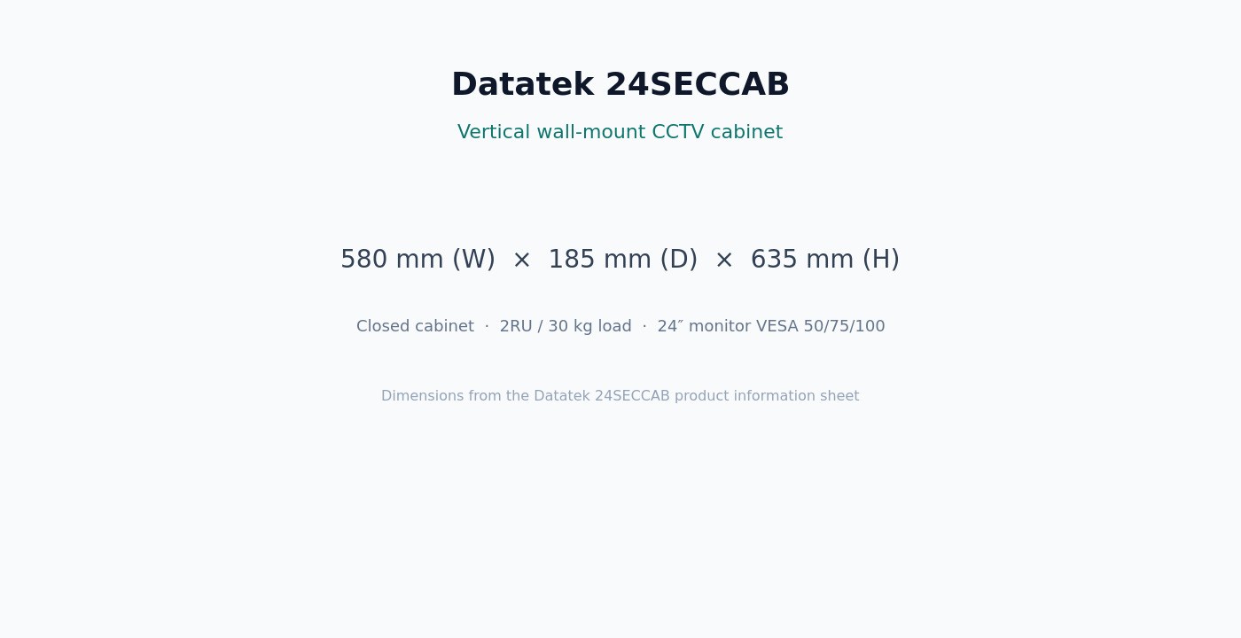 Datatek 24SECCAB cabinet dimensions 580 × 185 × 635 mm