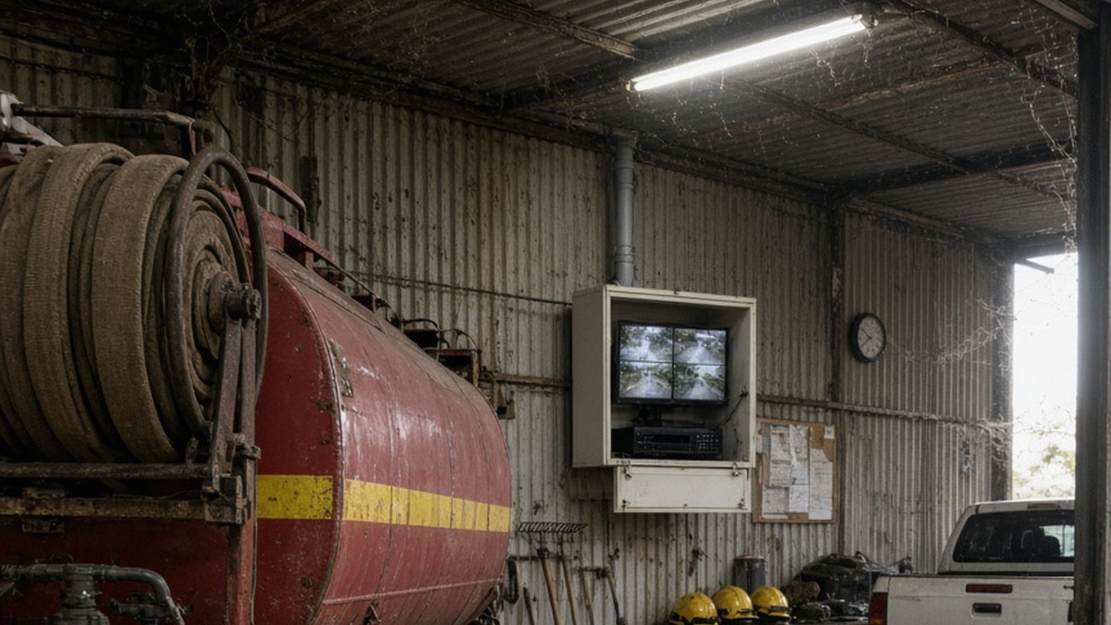Rural Fire Service CCTV kit — Datatek 24SECCAB cabinet, IVSEC 8-channel NVR with four 850B cameras, Teltonika RUT241 4G router