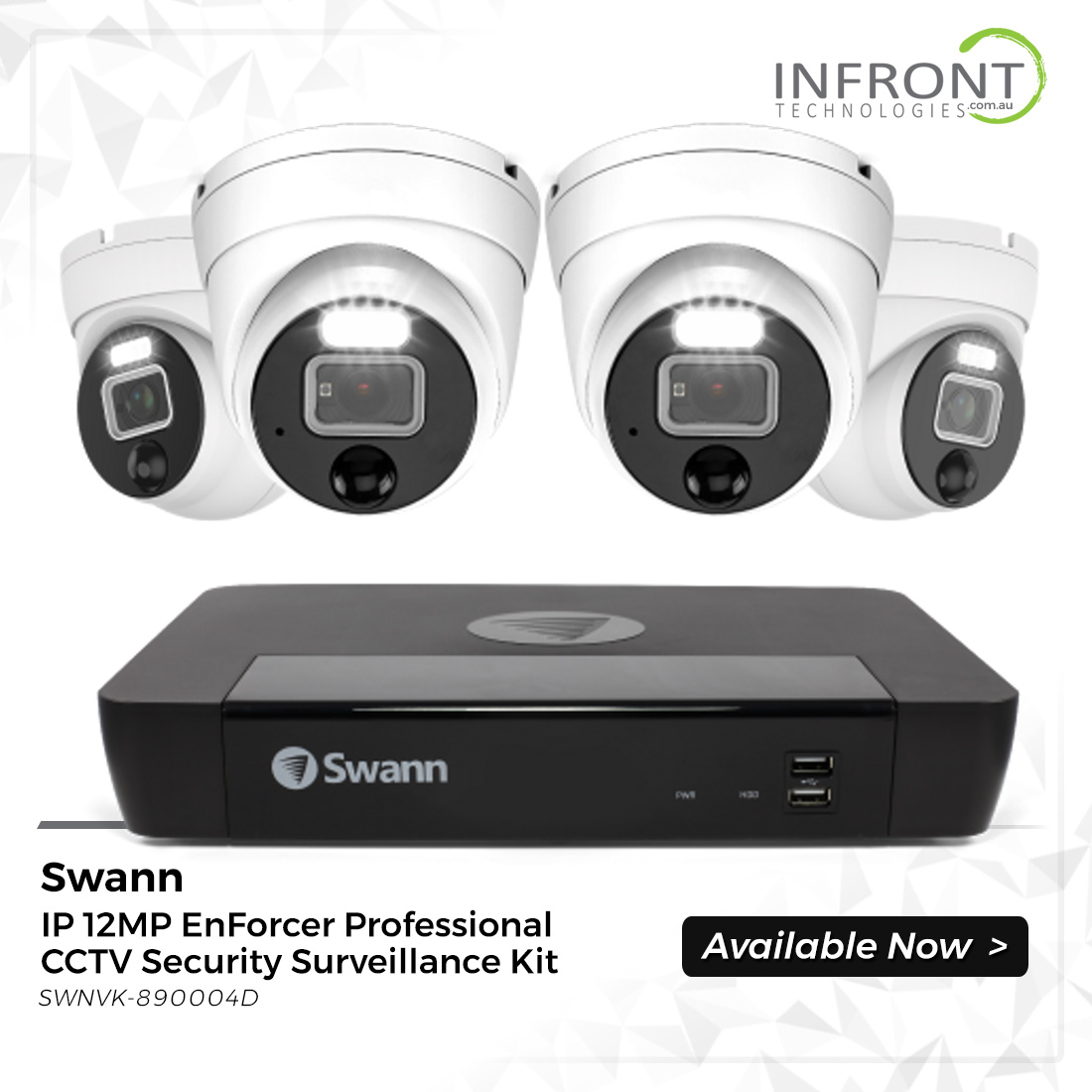 Swann 12MP 1200D Dome Camera IP Enforcer Kit 9000 Series
