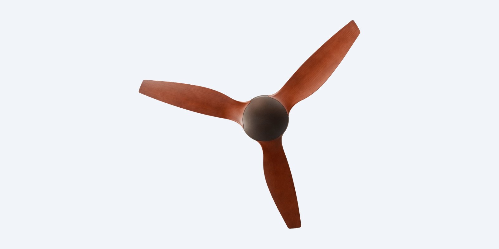 ThreeSixty Delta 56" oil-rubbed bronze with Koa blades, from below