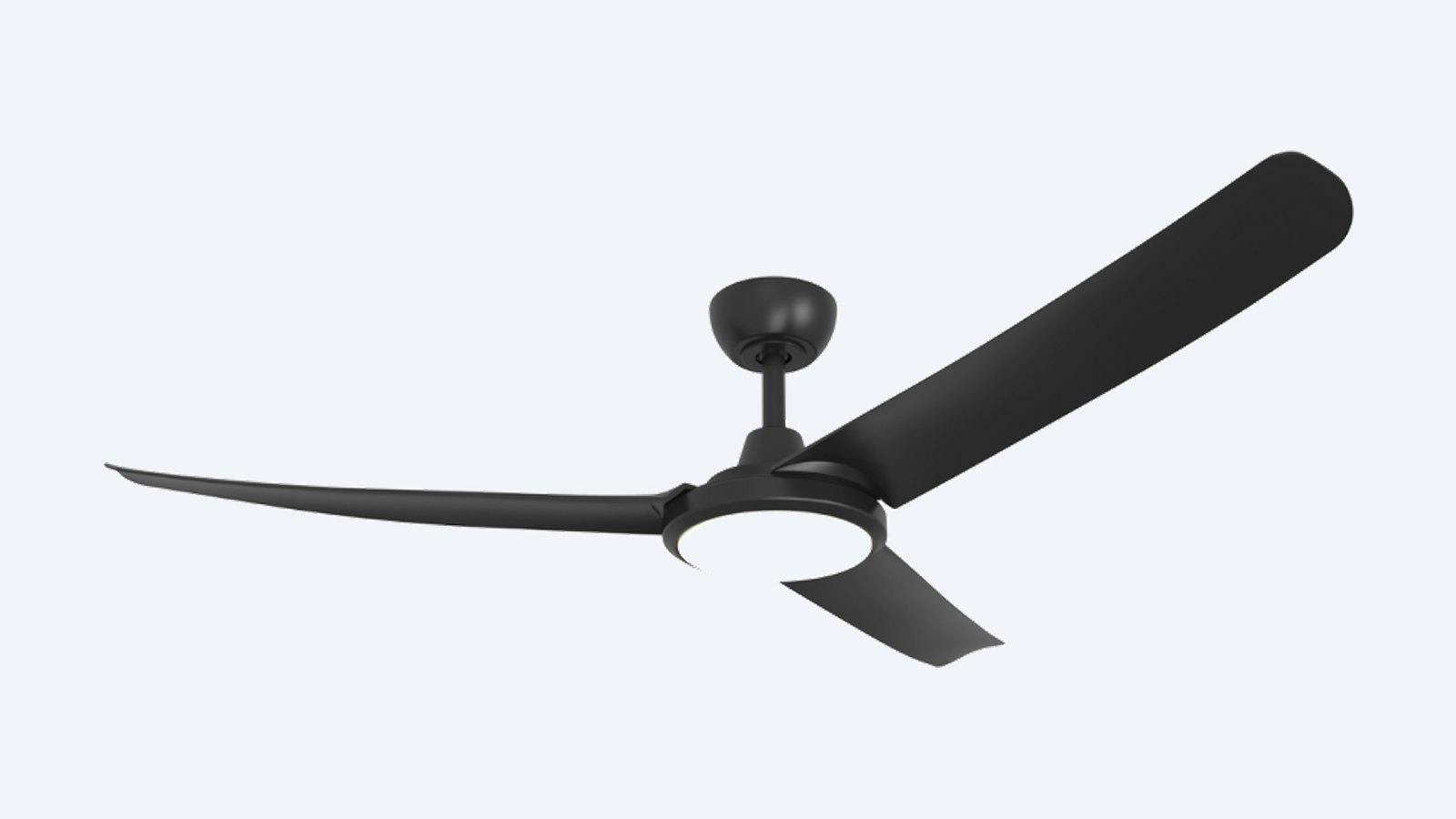 ThreeSixty FlatJET 56" (142cm) DC Ceiling Fan with LED light, black with five blades