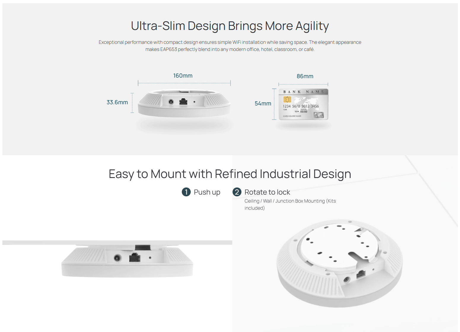 TP-Link Omada EAP653 ceiling mount Wi-Fi 6 access point