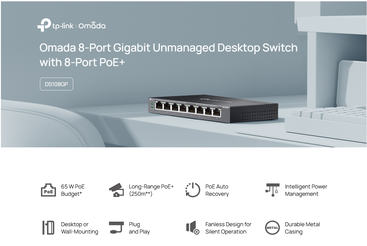 TP-Link Omada DS108GP Switch