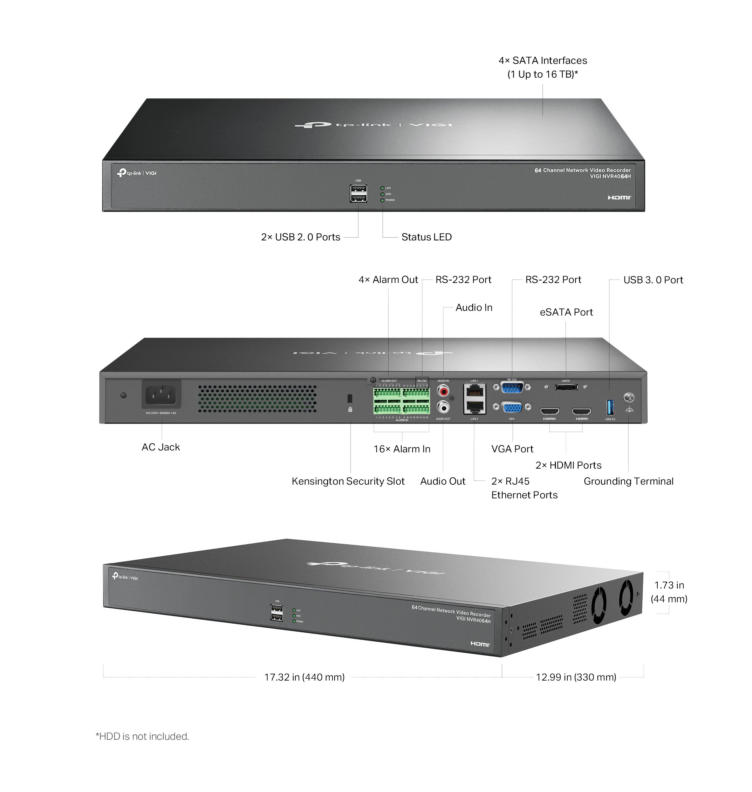 VIGI NVR4064H 64-Channel Network Video Recorder